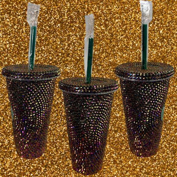 Starbucks Purple Copper Iridescent Rhinestone Studded Cold Reusable Cup & Straw - Picture 2 of 9